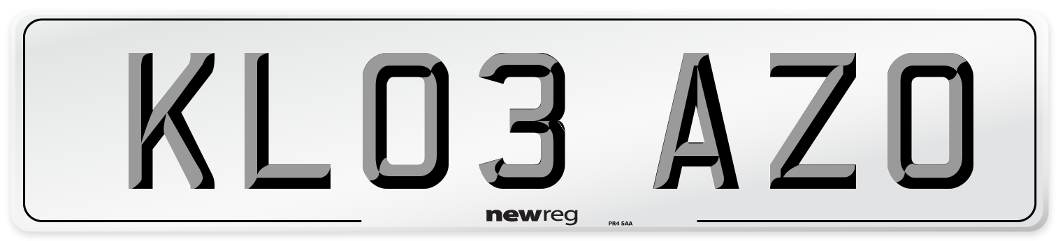 KL03 AZO Number Plate from New Reg